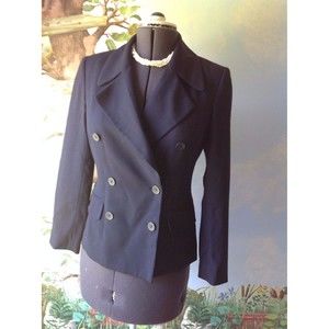 M. T. Morgan Taylor Studio  Long Sleeve Blue Wool Suit Jacket Blazer Size 4